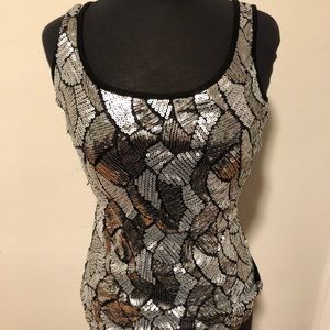 Gorgeous silver and black sequined tank